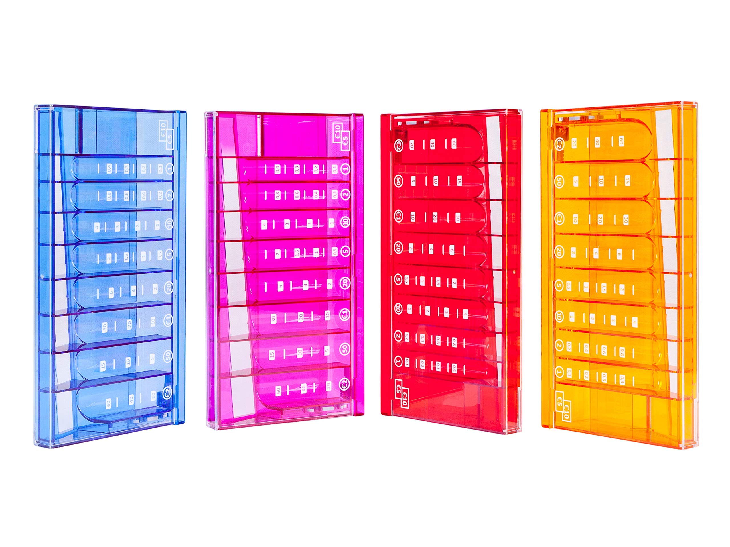 ECB Münzsortierer Euro Spardose | Für Büro und Kinderzimmer | Als Geschenk für Erwachsene und Kinder | Hergestellt aus recyceltem Material | Abschließbar (mit Schlüssel) | Transparent Blau
