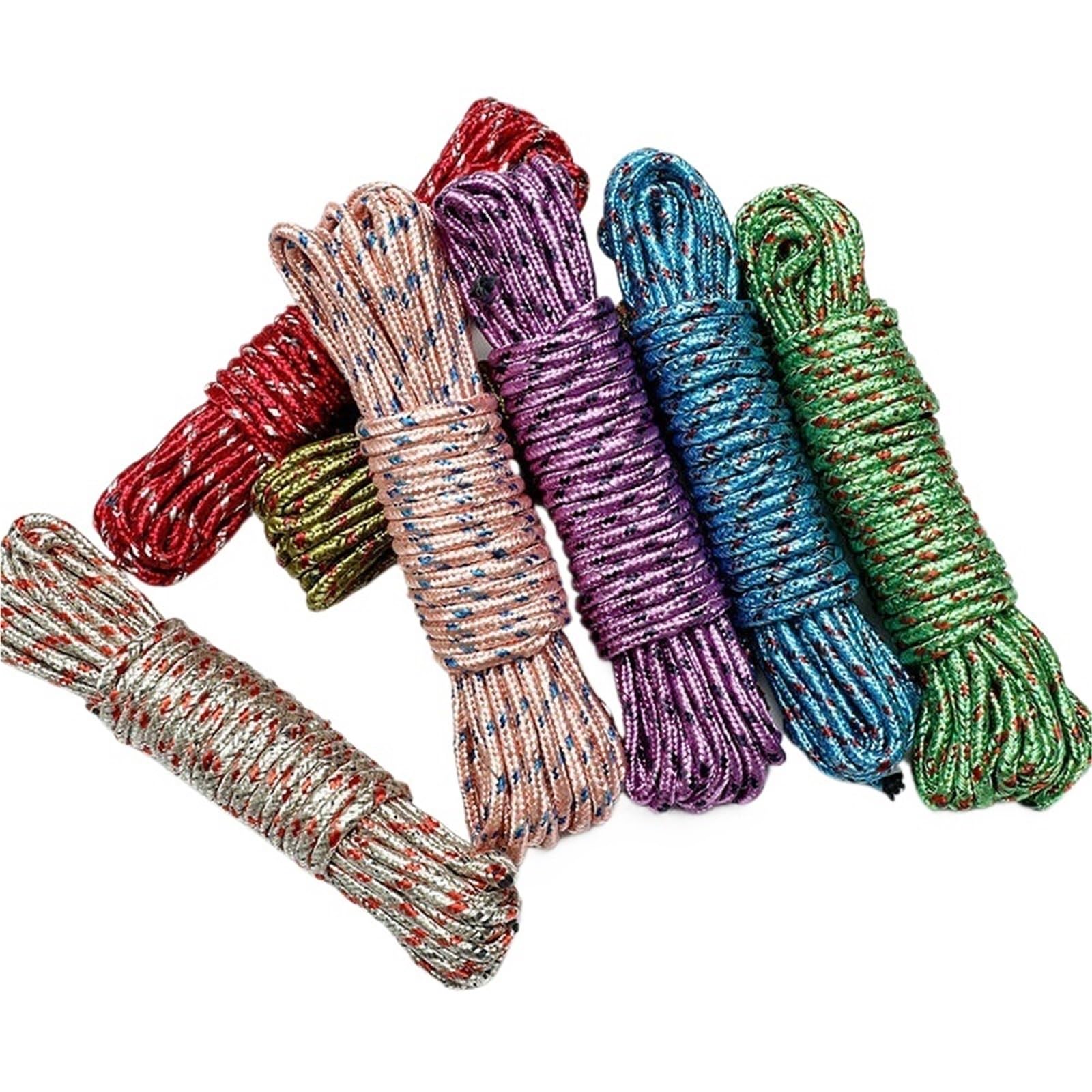Laundry Line 2Pcs 10M Clothesline Clothes Drying Rope Portable Travel Outdoor Laundry Windproof Anti-slip Line Color Random Balcony Garden