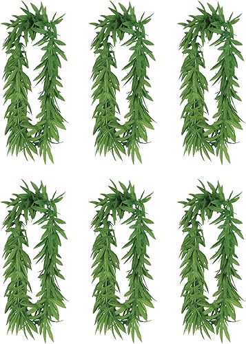 Beistle Leis de hoja de helecho tropical de 6 piezas para recuerdos de fiesta hawaianos Luau, tema 420, accesorios de cabina de fotos de los años