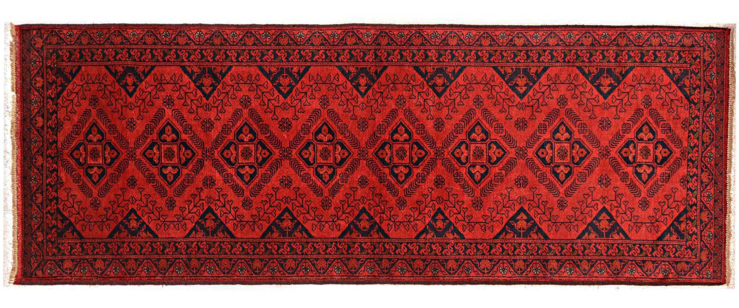 Tapis Afghan Khal Mohammadi marron géométrique pour sublimer un sol d'entrée