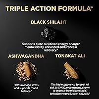 Vista 4 de 103,800mg Black Shilajit for Men 100x Strength w. Ashwagandha & Tongkat Ali 10% Extract - Ultra Pure Himalayan Shilajit Capsules 60% Fulvic Acid