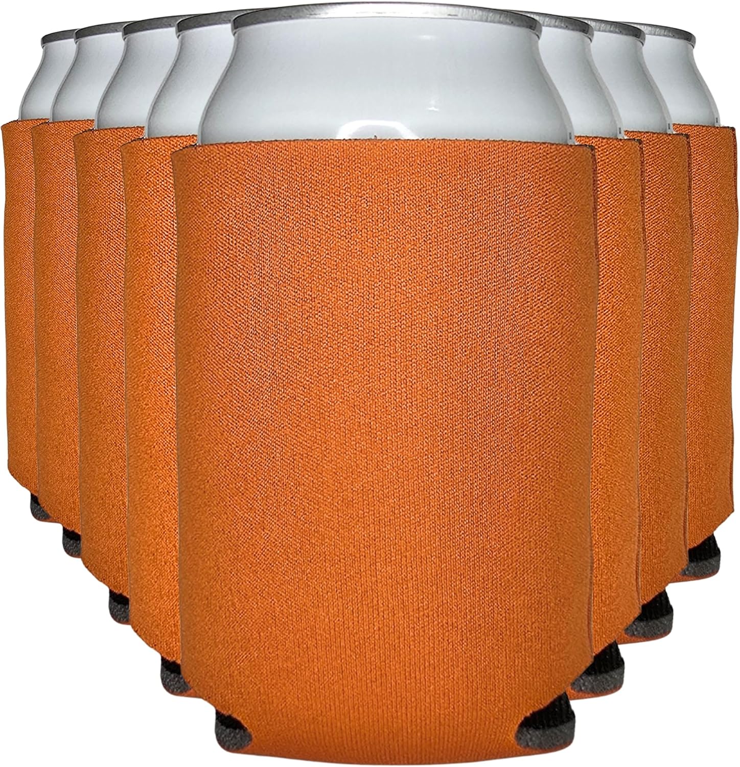 TahoeBay Blank Beer Can Cooler Sleeves (8-Pack) Bulk Sublimation Blanks for Vinyl Plain Soft Foam Can Sleeves Coolers for Soda Cans & Bottles Black, White, Solid Color (Texas Orange, Regular 12oz)