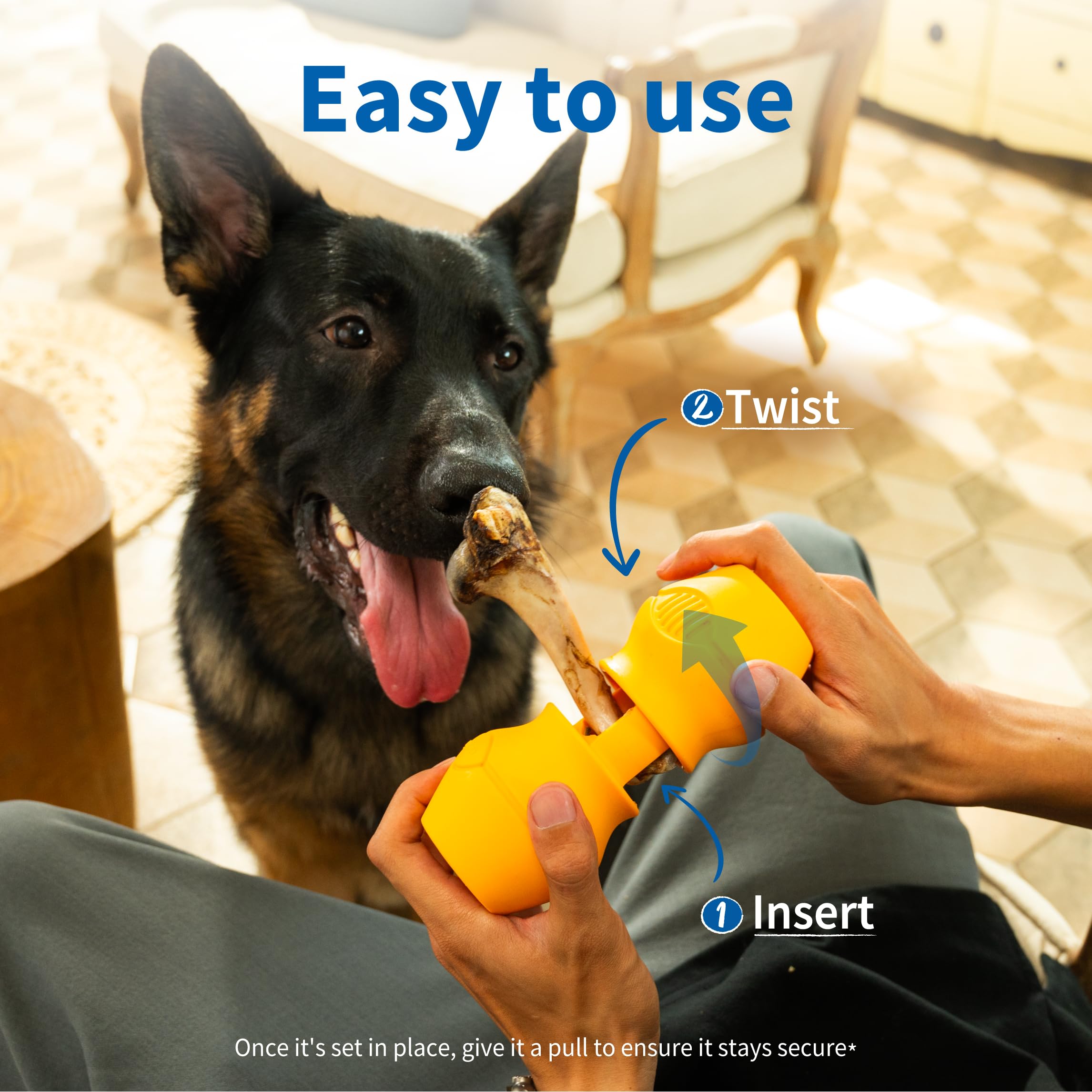 PetClan Chewise Soporte para Palitos Naturales de Toro para Perros, Uso rudo, diseño para prevenir el atragantamiento, Juguete para Mascotas Libre de BPA, Compatible con Varios tamaños y Razas