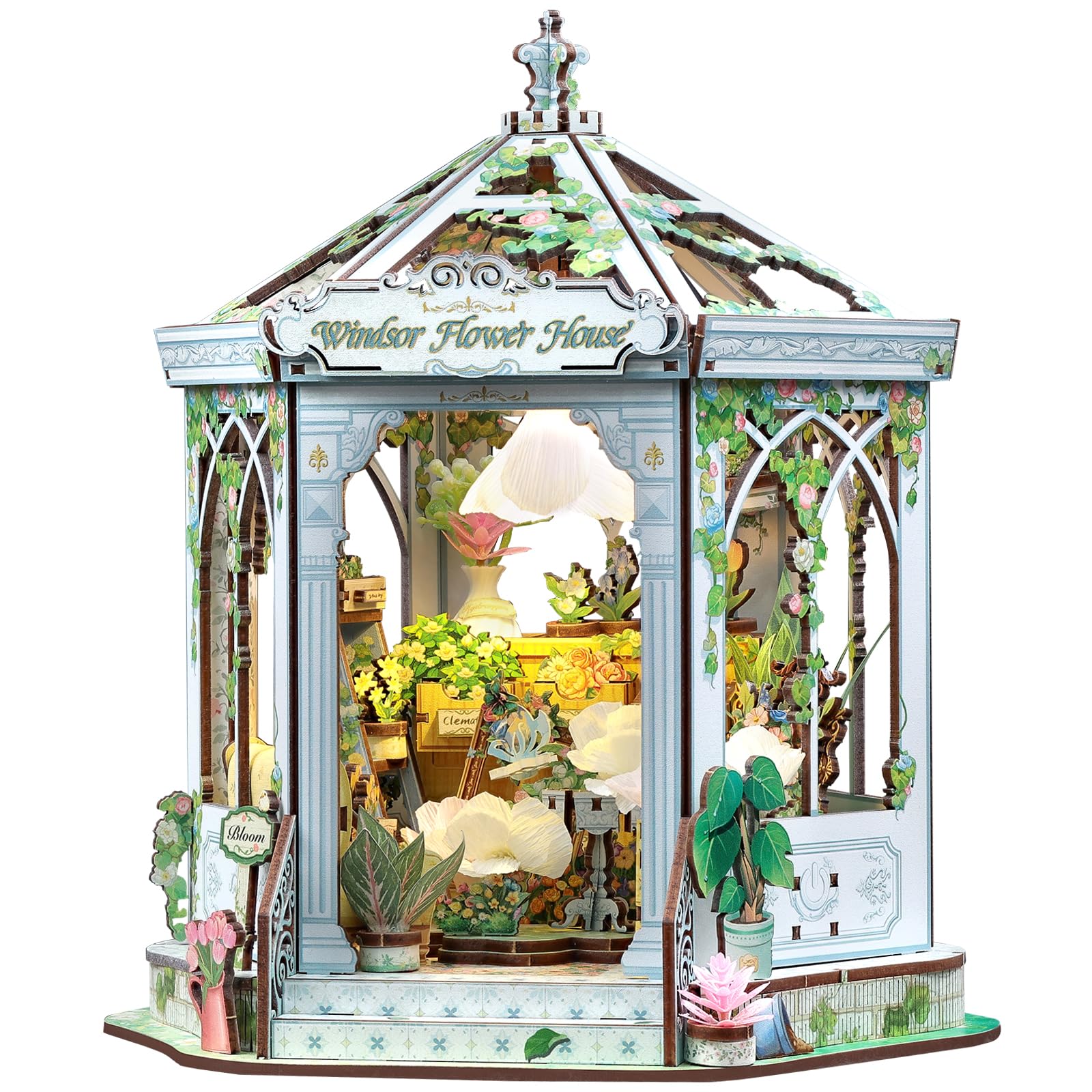 Fsolis Book Nook Florist, kit fai da te BookNook per adulti, casa delle bambole in miniatura, puzzle 3D in legno per libreria, decorazione per la stanza