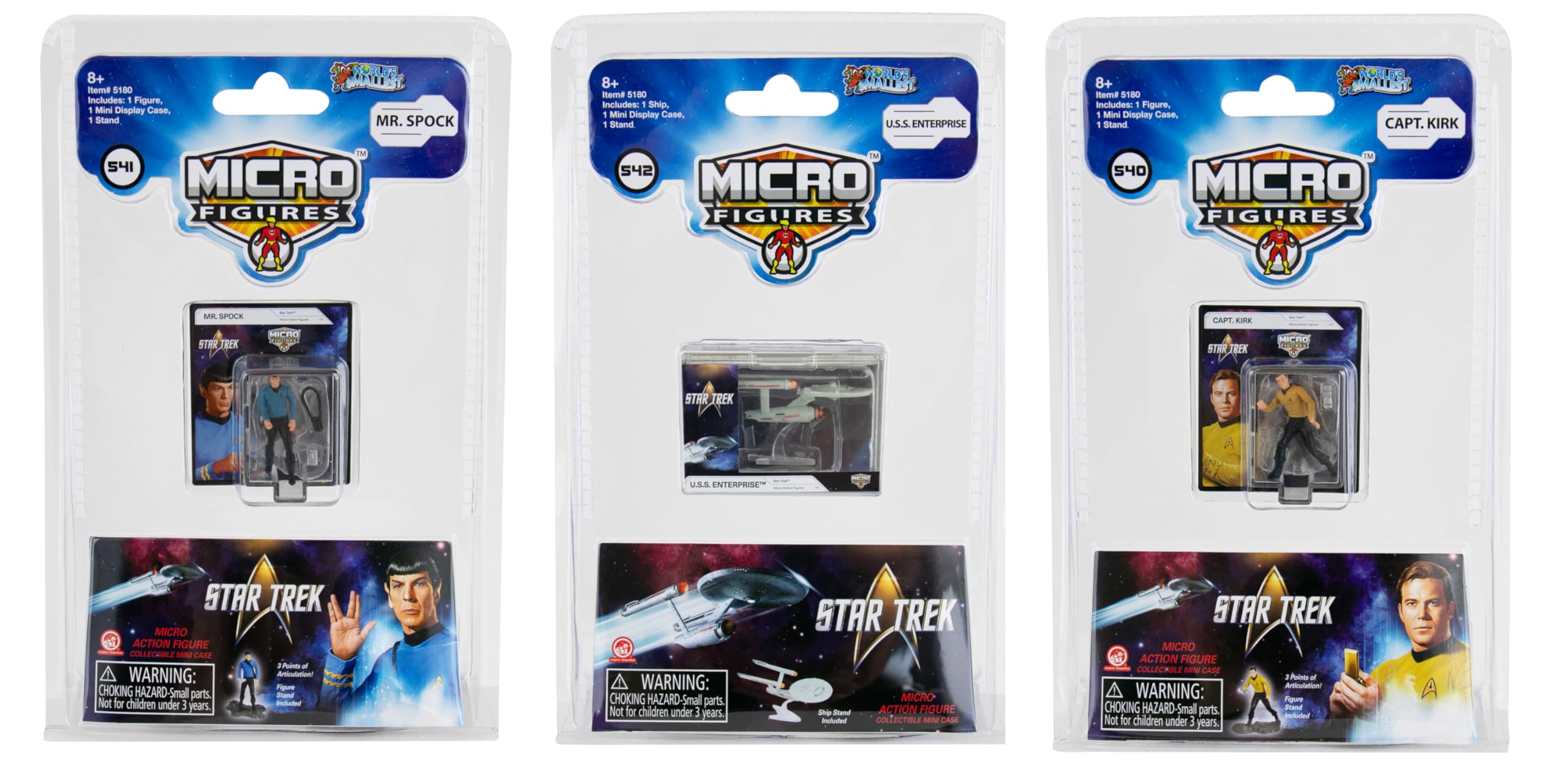 World's Smallest Star Trek Bundle Set of 3 Micro Figures