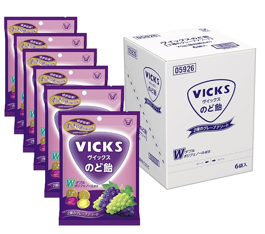 あめ　２点セット Amazon.co.jp: 大正製薬 ヴイックスのど飴 2種のグレープ