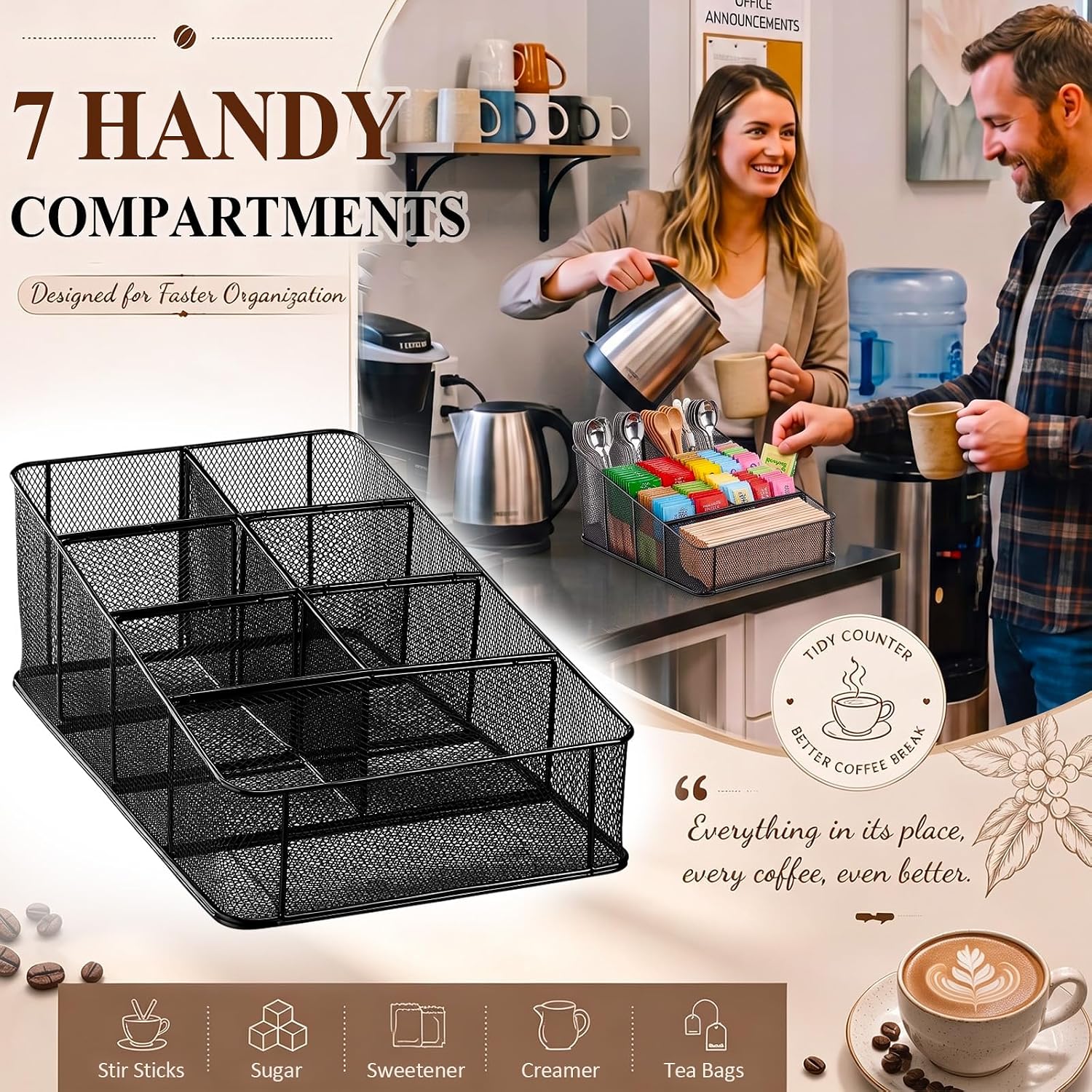 Domensi Mesh Condiment Station with 7 Compartment