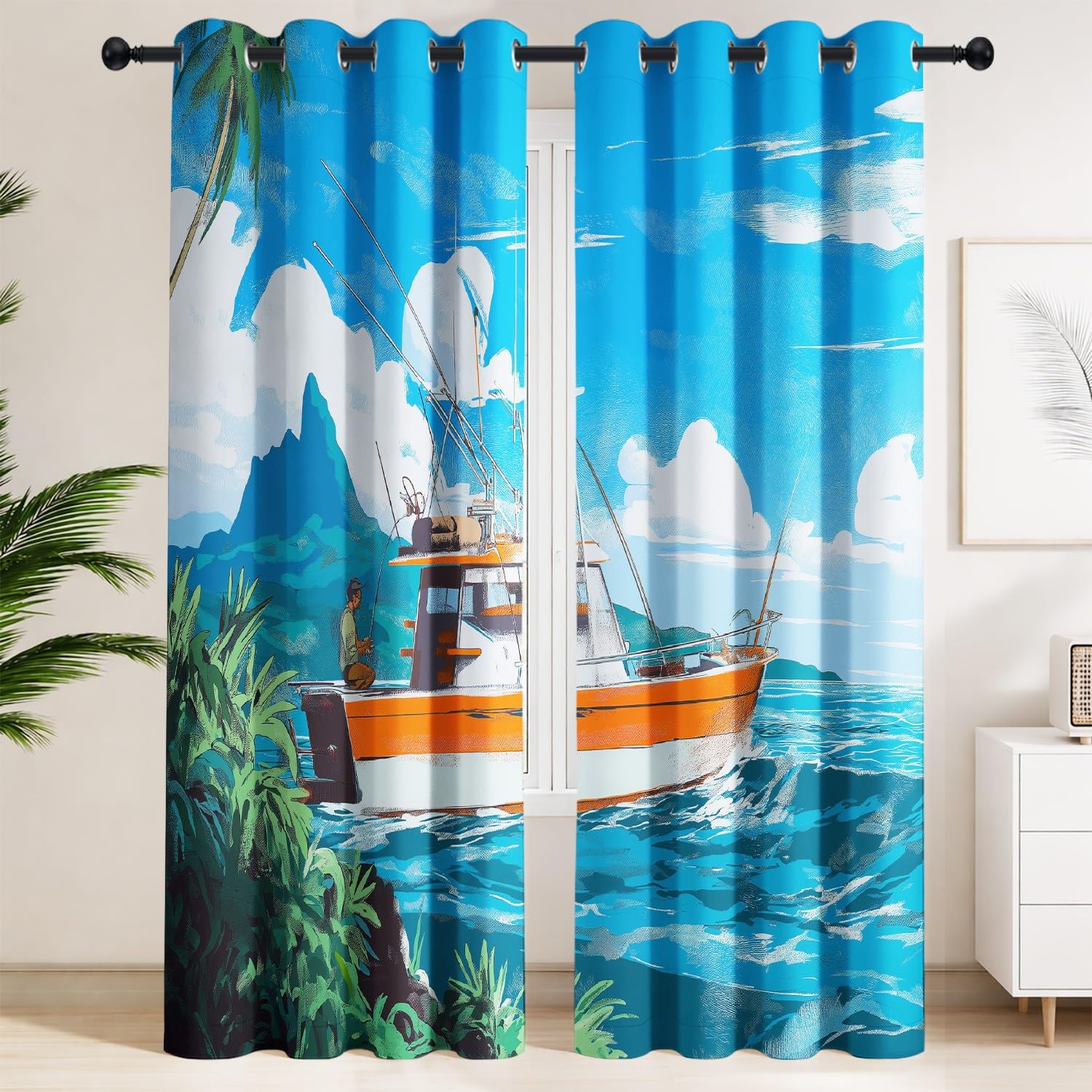 Rideaux isolants thermiques paysage marin pour sublimer la chambre