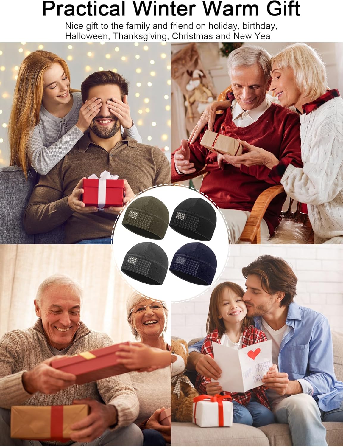 4 Pcs American Flag Beanie Winter Fleece Caps Tactical Military Beanie USA Hats Warm Army Skull Cap for Men - Image 7