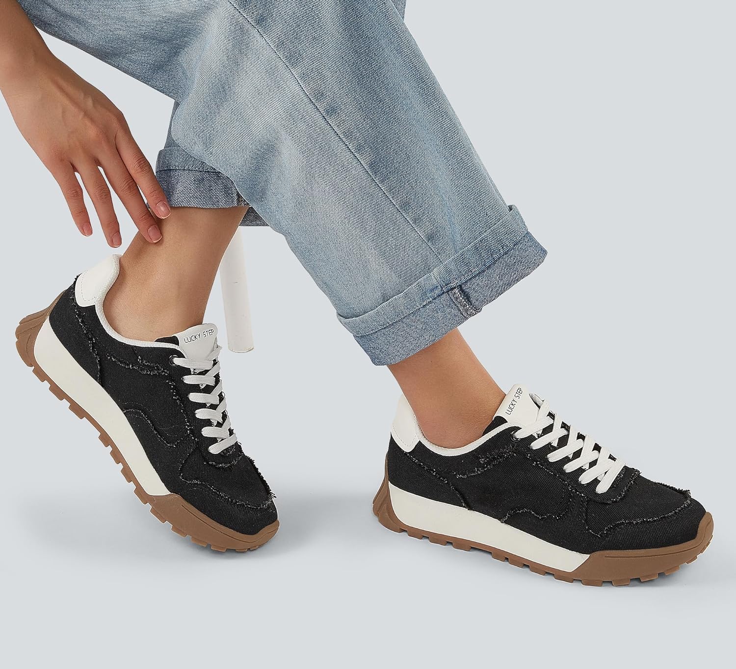 LUCKY STEP Women's Platform Canvas Sneaker Casual Lace-up Stylish Tennis Running Retro Classic Trainers Walking Fashion Sneakers - Image 8