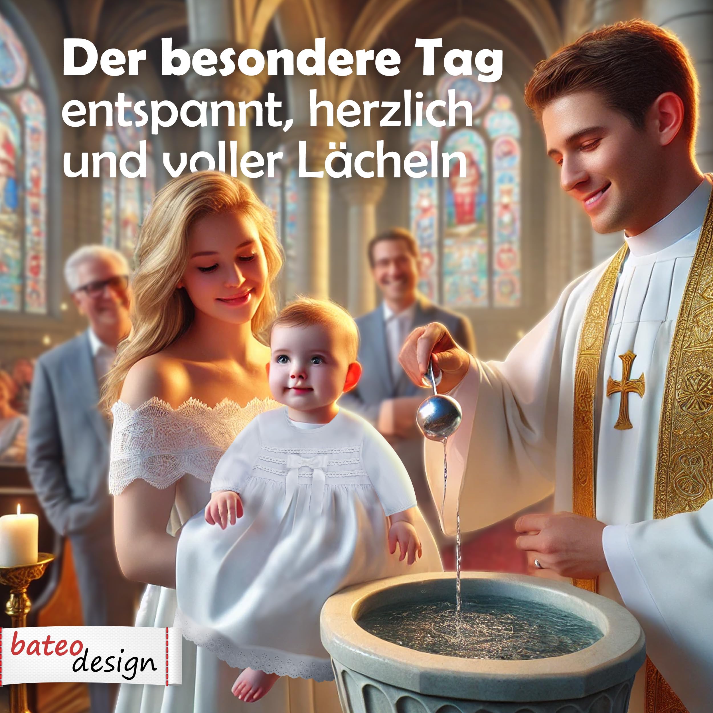 Baby Taufkleid aus Baumwolle Simon mit Schleife Weiß