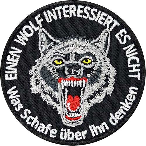 Biker Sew-On Patch "A Wolf Is Not Interested, What Sheep About Him Thinner." Wolf Sticker Iron-On Alpha Animal Badge for SewingIroning On Wolf