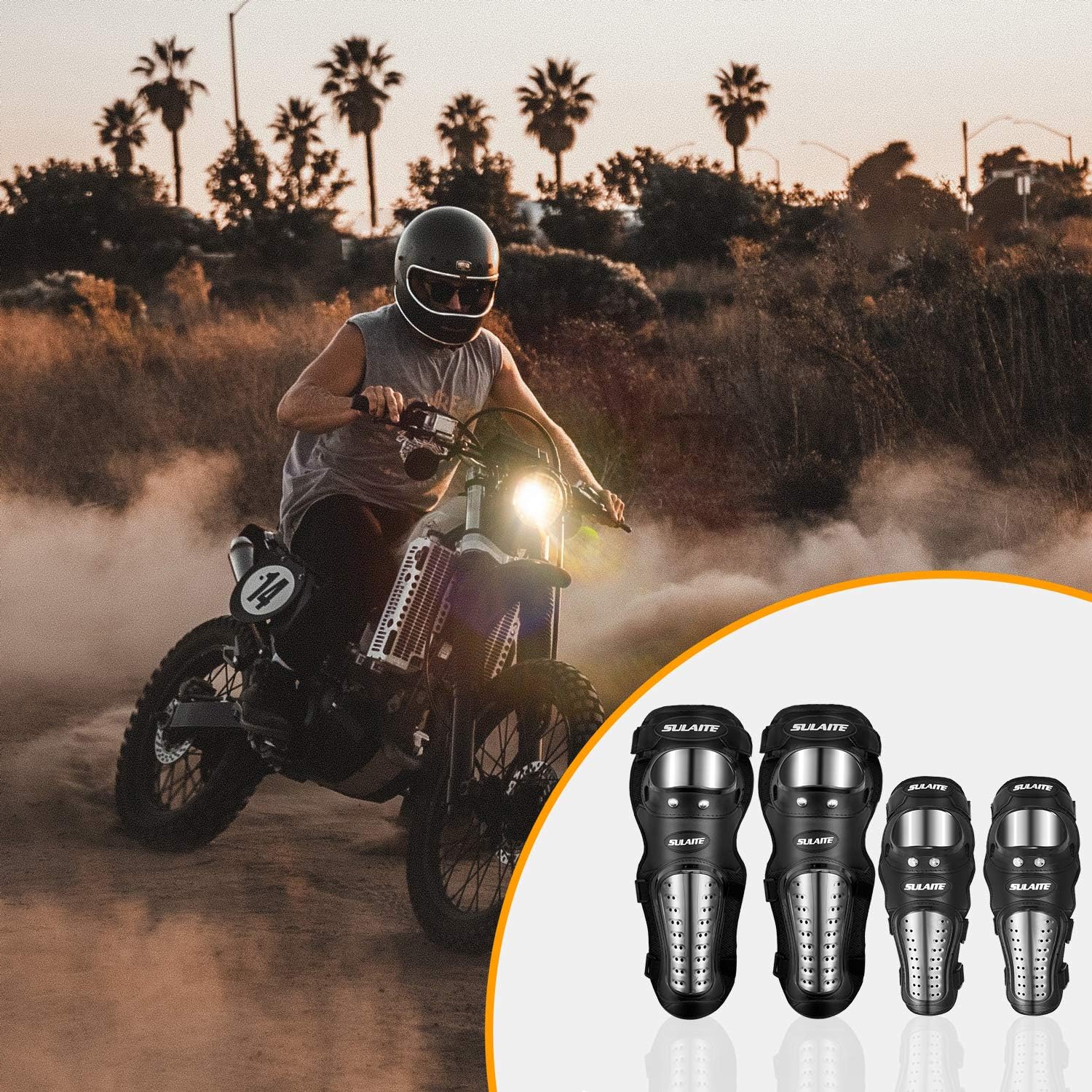 Gute Knee Pads Elbow Pads 4Pcs - 2 in 1 Dirt Bike Knee and Shin Guards/Elbow Guards, Motorcycle Protective Gear Set with Adjustable Knee Cap Pads Protector for Motocross ATV Skating Mountain Bike