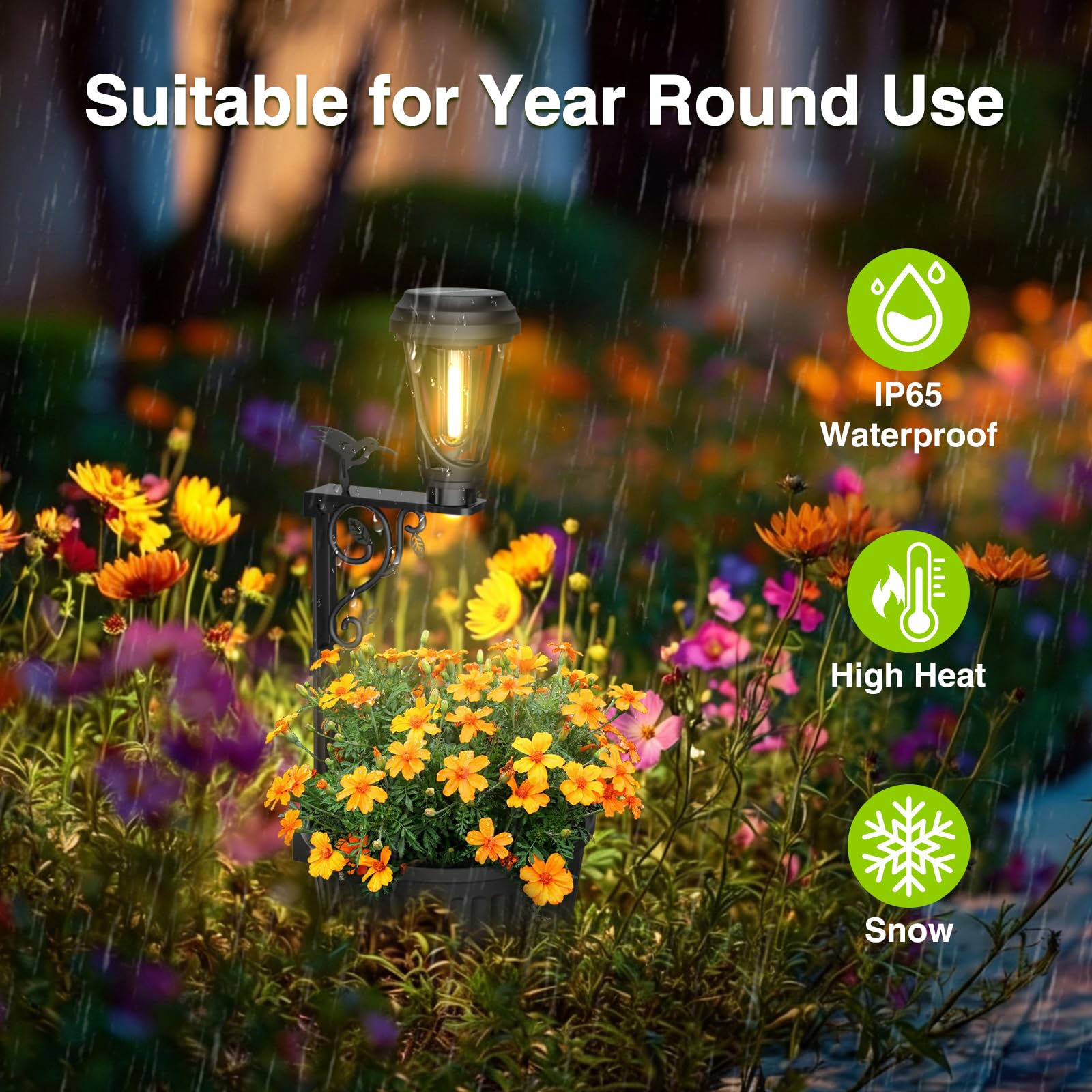Solarleuchten für Außen mit Blumentopf, 2 Stück Solar Stehlampe, Warmweiß, für Garten