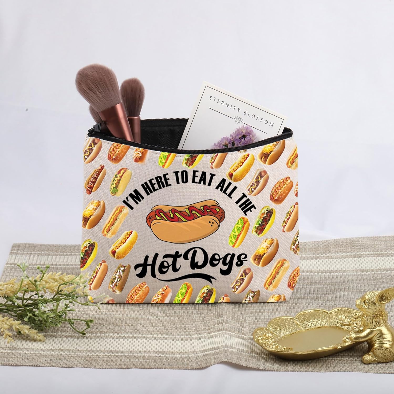 JNIAP Hot Dog Lover Gift I'm Here to Eat All the Hot Dogs Cosmetic Bag Foodie Gift (All the Hot Dogs Bag) - Image 3