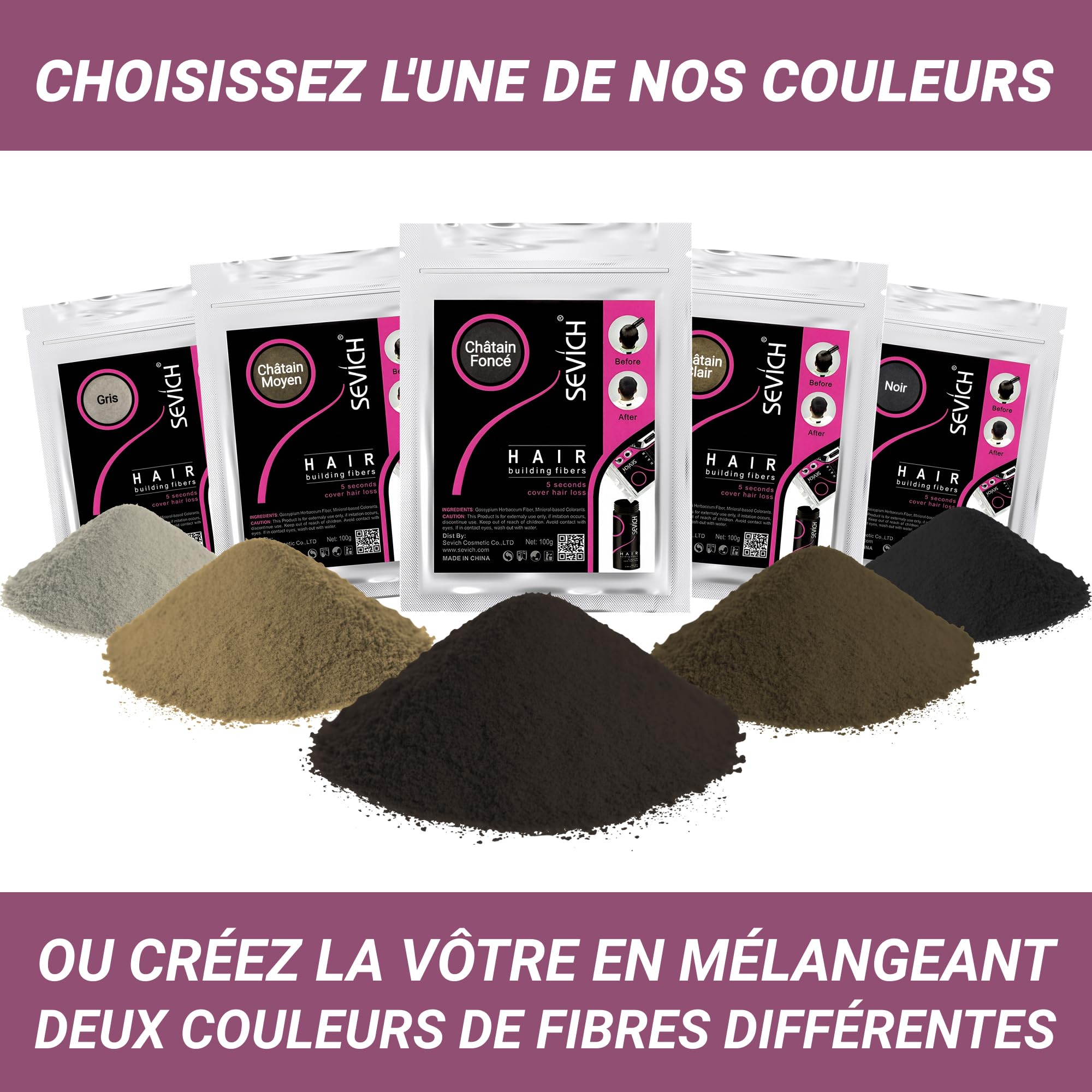 Sac de Recharge Fibre Capillaire Noir 100g - Cache le Perte de Cheveux - Poudre de Microfibre de Coton 100% Naturel pour Hommes et Femmes