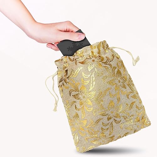 Miniatura 6 de exciting Lives Juego de 10 bolsas grandes de organza de yute Potli de diseño, bolsas grandes de regalo de Navidad, Año Nuevo, bolsas multicolores,