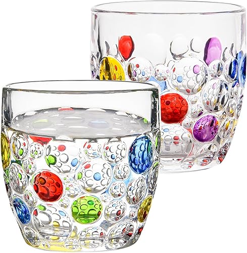 Miniatura 1 de Juego de 2 vasos de colores burbujeantes de 11 onzas (11.2 fl oz), copas de champán sin tallo, copas de cóctel, copas de vino sin tallo, tazas de té