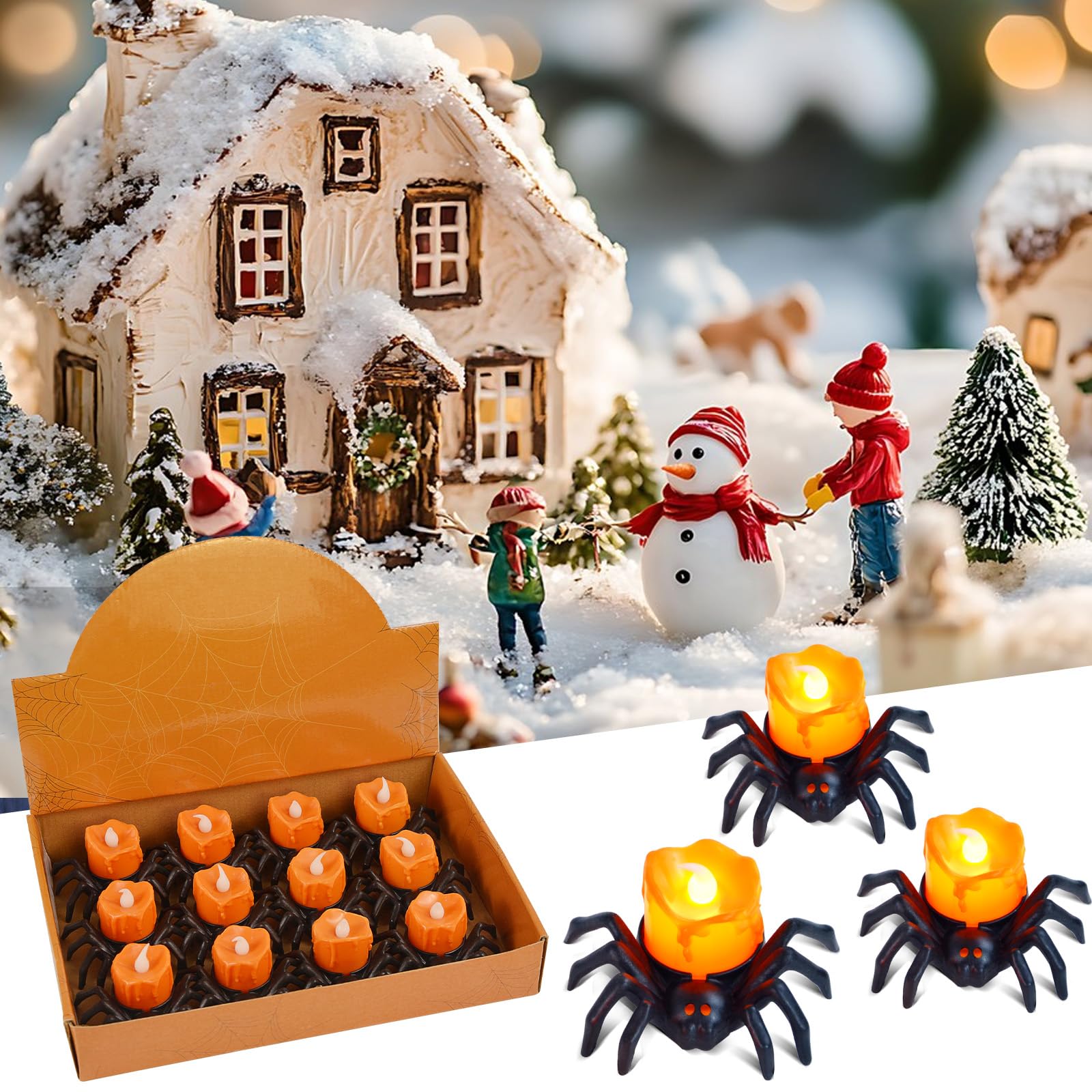 Candele Senza Fiamma Sicure Candele LED A Forma Di Ragno Per Halloween 12 Pezzi Con Effetto Spettrale E 1192236