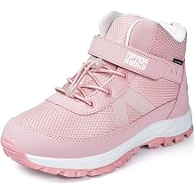 R CORD Kids Hiking Boots Ankle Support Waterproof,Breathable Mesh Girls Hiking Boots Durable, Anti Slip Sole and Protective Toe Cap Outdoor Boots, Easy on/off Dual Closure for Camping, Travel, National Park Trails