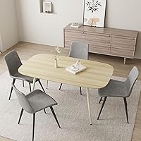 Vista 12 de Mesa de comedor moderna de granja de 47.2 pulgadas, mesa de comedor rectangular de madera con patas de metal para 4 personas para comedor, cocina
