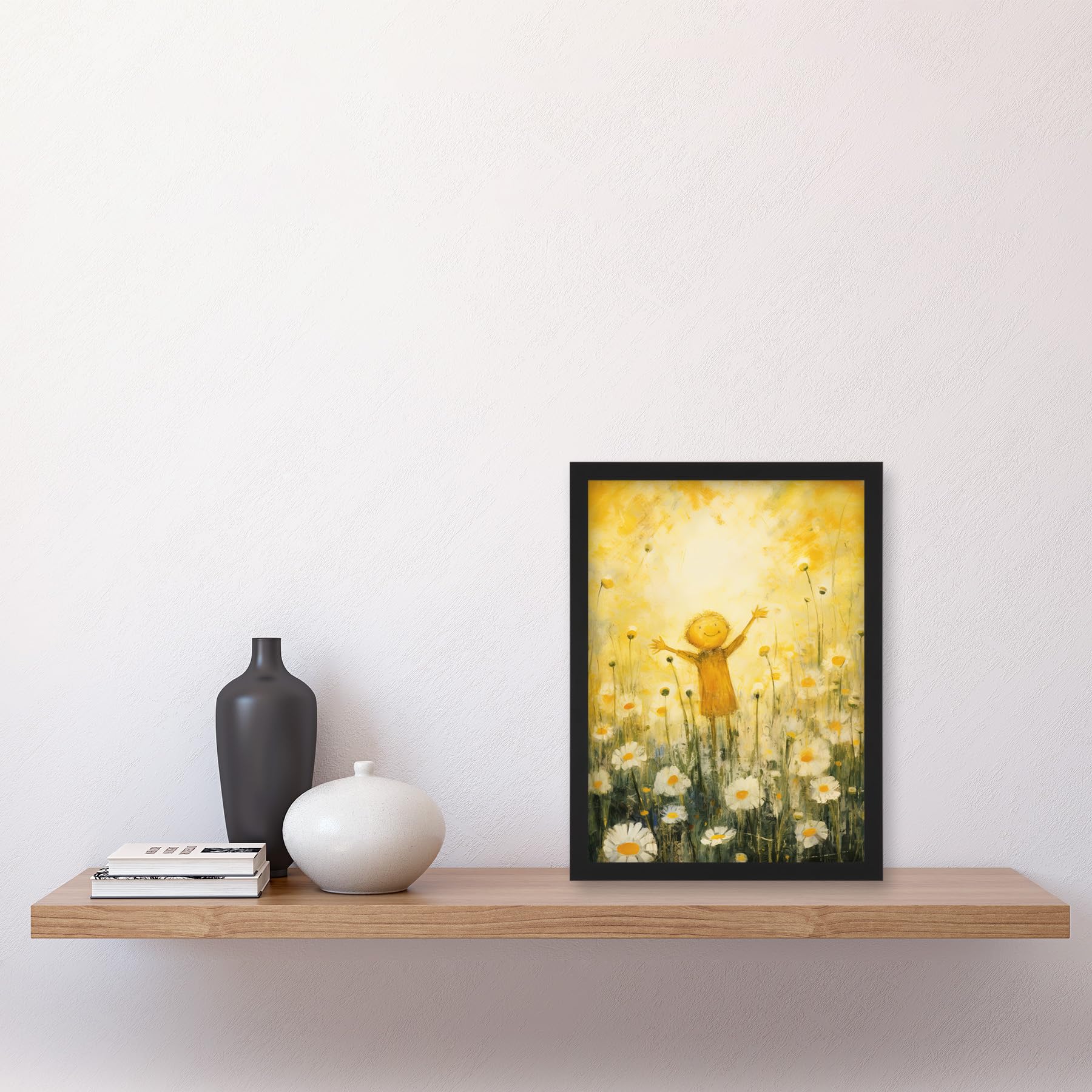 Artery8 Sunshine Happiness and Flowers Everywhere Simple Kids Bedroom Nursery Artwork Framed Wall Art Print A4 - Image 2