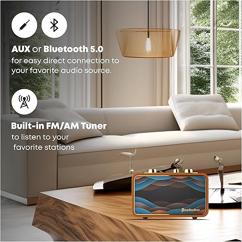 Miniatura 4 de Trenbader Artlink - Altavoz Bluetooth retro, altavoz Bluetooth puro de madera, radio inalámbrica AMFM, pequeño altavoz Bluetooth vintage con