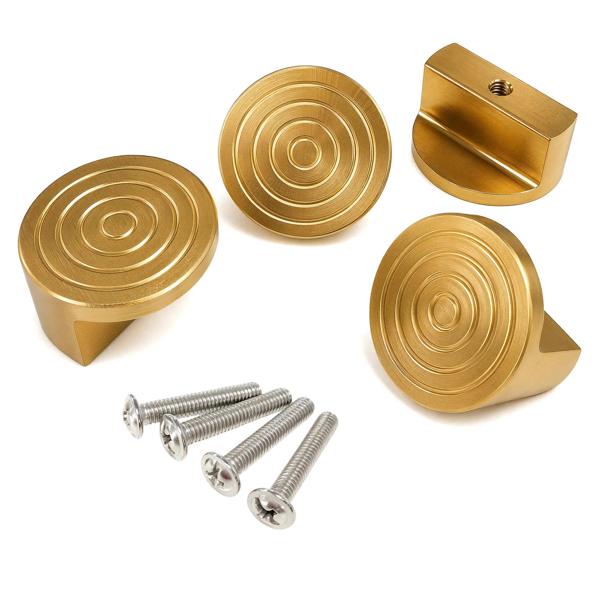 KORVANEL 4 Pcs 30mm Gold Round Drawer Knobs, Single Hole Cabinet Hardware