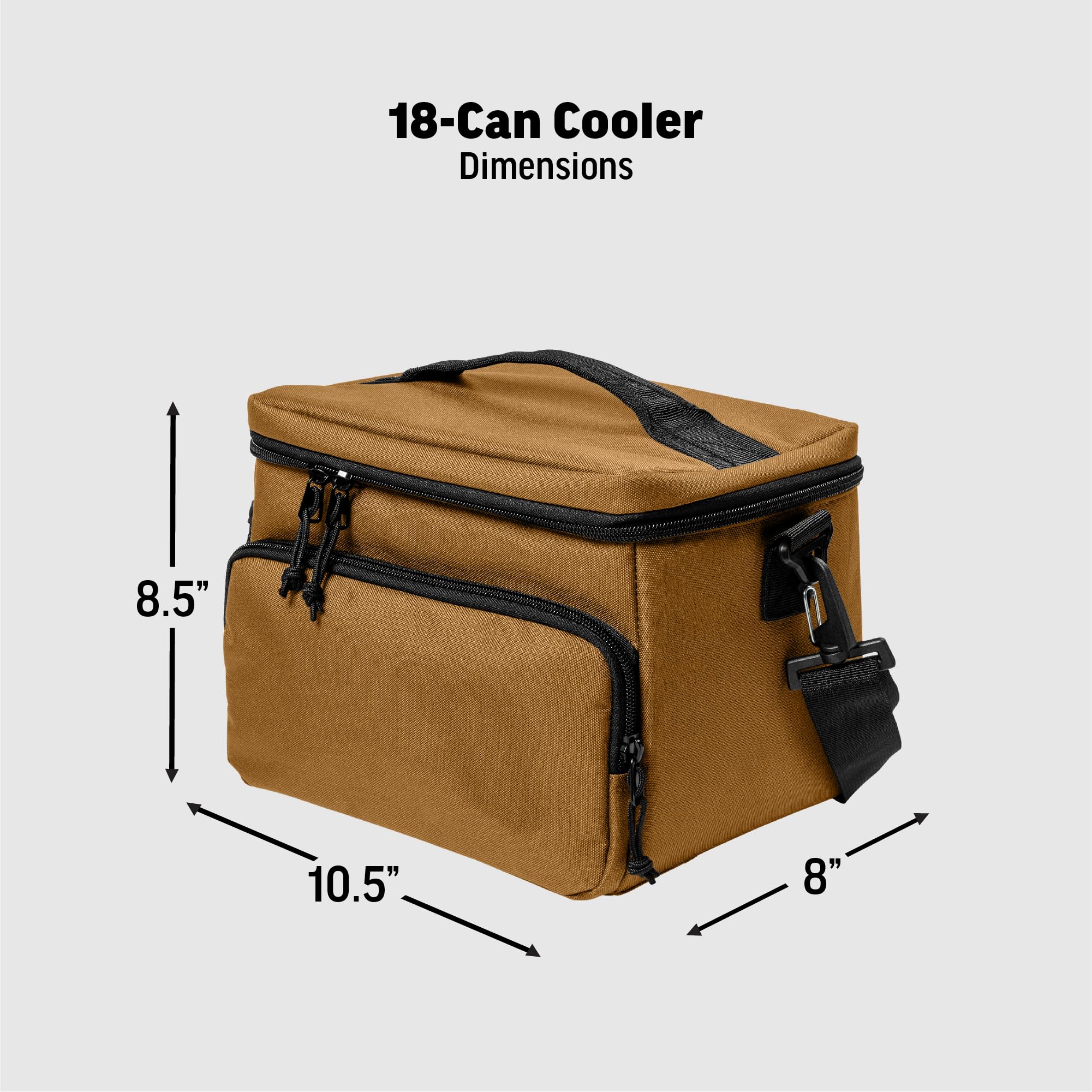 CornerStone 18-Can Cooler | Soft Sided Cooler with Water Resistant PEVA Lining, Adjustable Shoulder Strap & Zippered Pockets