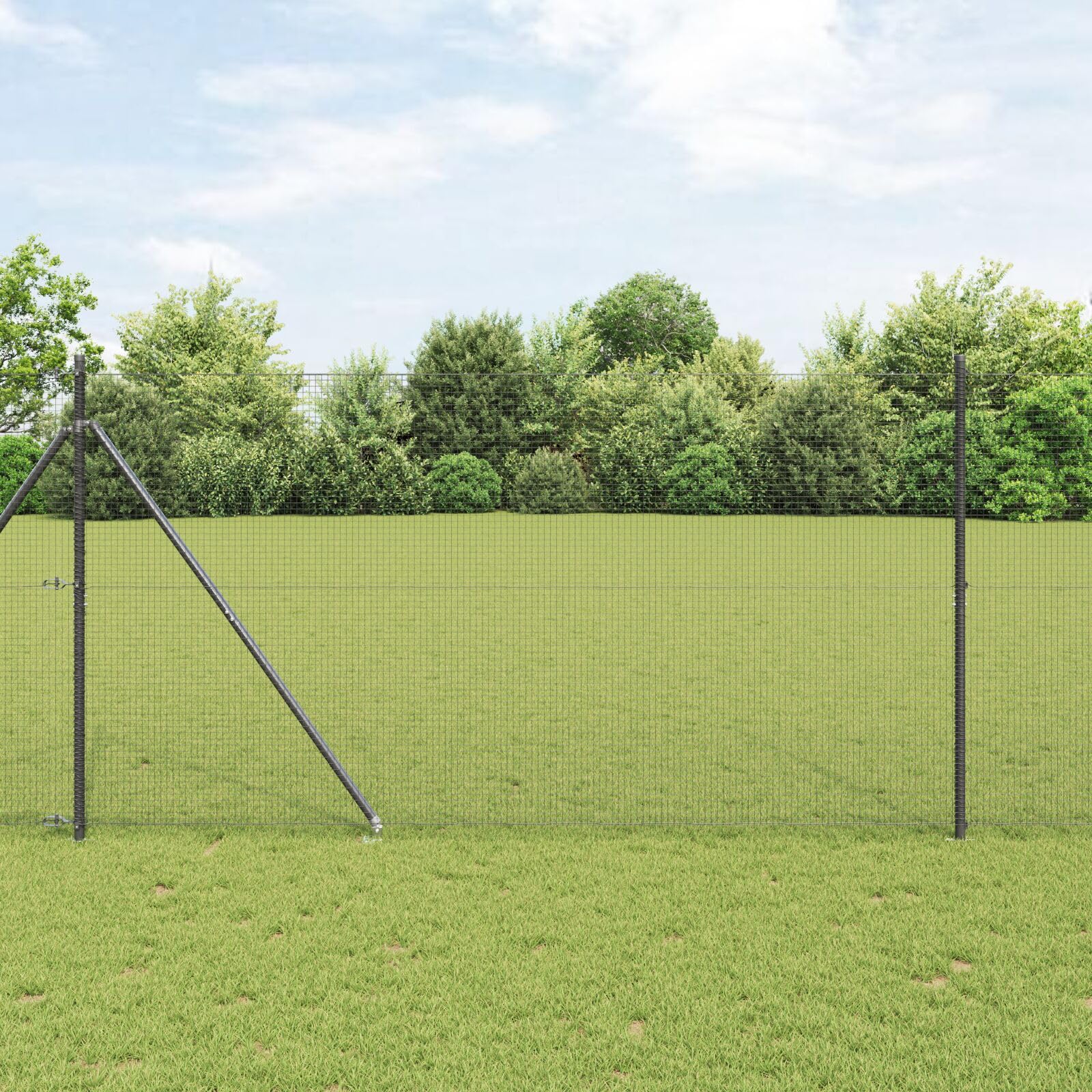 Vidaxl Welded Wire Fence With Ground Spikes Grey 1.5 X 10 Steel Size 7
