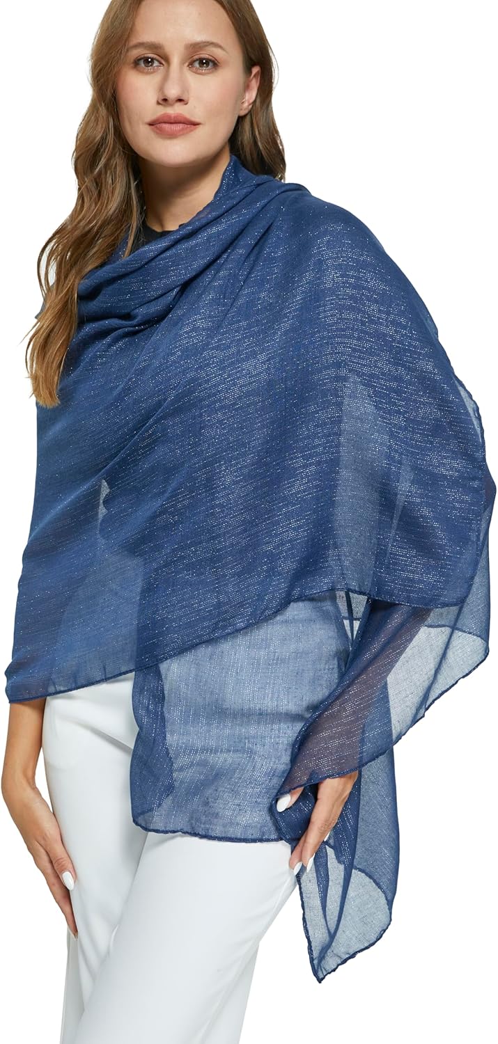 PANTONIGHT Women's Fashion Scarf Sparkling Evening Shawl Lightweight Wedding Shawl Head Scarf and Wraps for Party (2702)