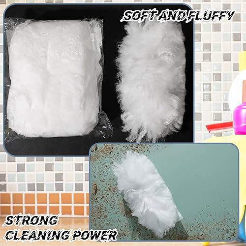 Miniatura 5 de Peryiter Juego de 100 piezas de repuesto desechables con 2 mangos, repuesto de plumero blanco, mango extensor electrostático desechable para hogar,