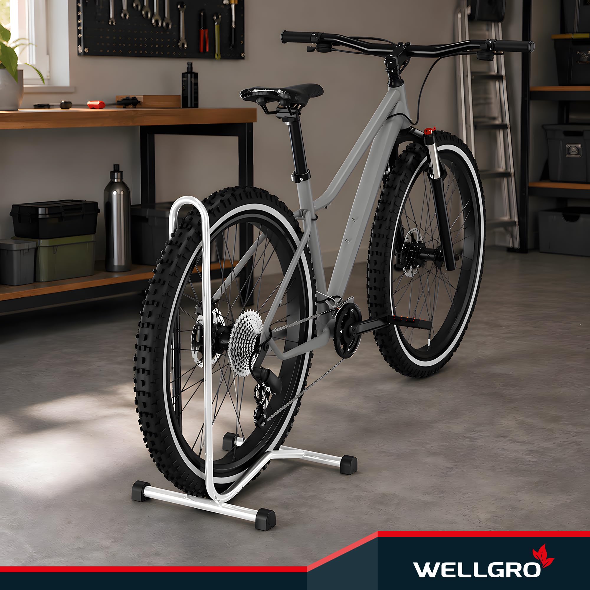 2 x WELLGRO® Fahrradständer - Stahl, sicherer Stand - Farbe weiß