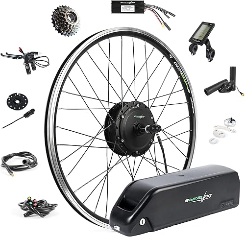 EBIKELING Kit de conversión de bicicleta eléctrica impermeable con batería de 26 pulgadas, rueda delantera o trasera, kit de conversión de bicicleta