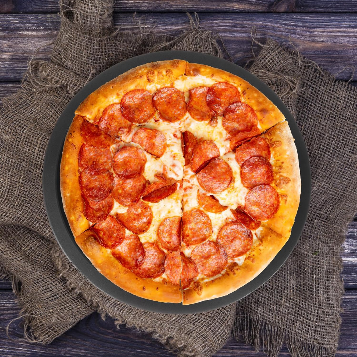 2pcs Non-stick Carbon Steel Pizza Baking Pans round Oven Tray 33cm Heat-resistant Wear-resistant Baking Tray for Kitchen and Afternoon Tea Food