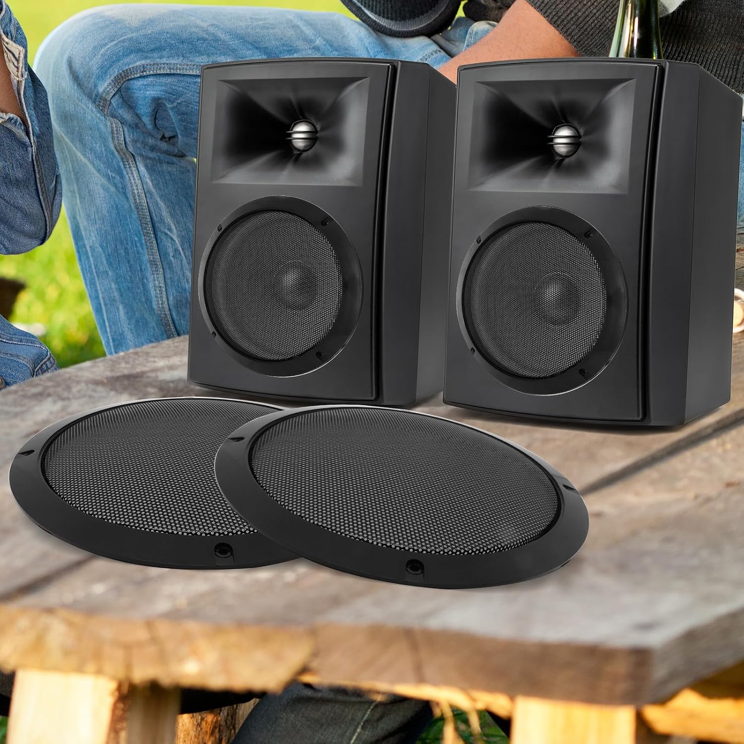 2PCS 8Inch Speaker Grill Cover, Universal Black Round Metal Audio Mesh with 8PCS Screws, Decorative Subwoofer Grille Protector for Home Audio & Car Horn Guard