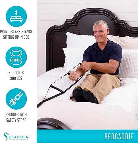 Miniatura 3 de Apoyo para sentarse en la cama, Stander Bedcaddie, Sit-Up en la cama ajustable + tres asas para mano ergonómicas