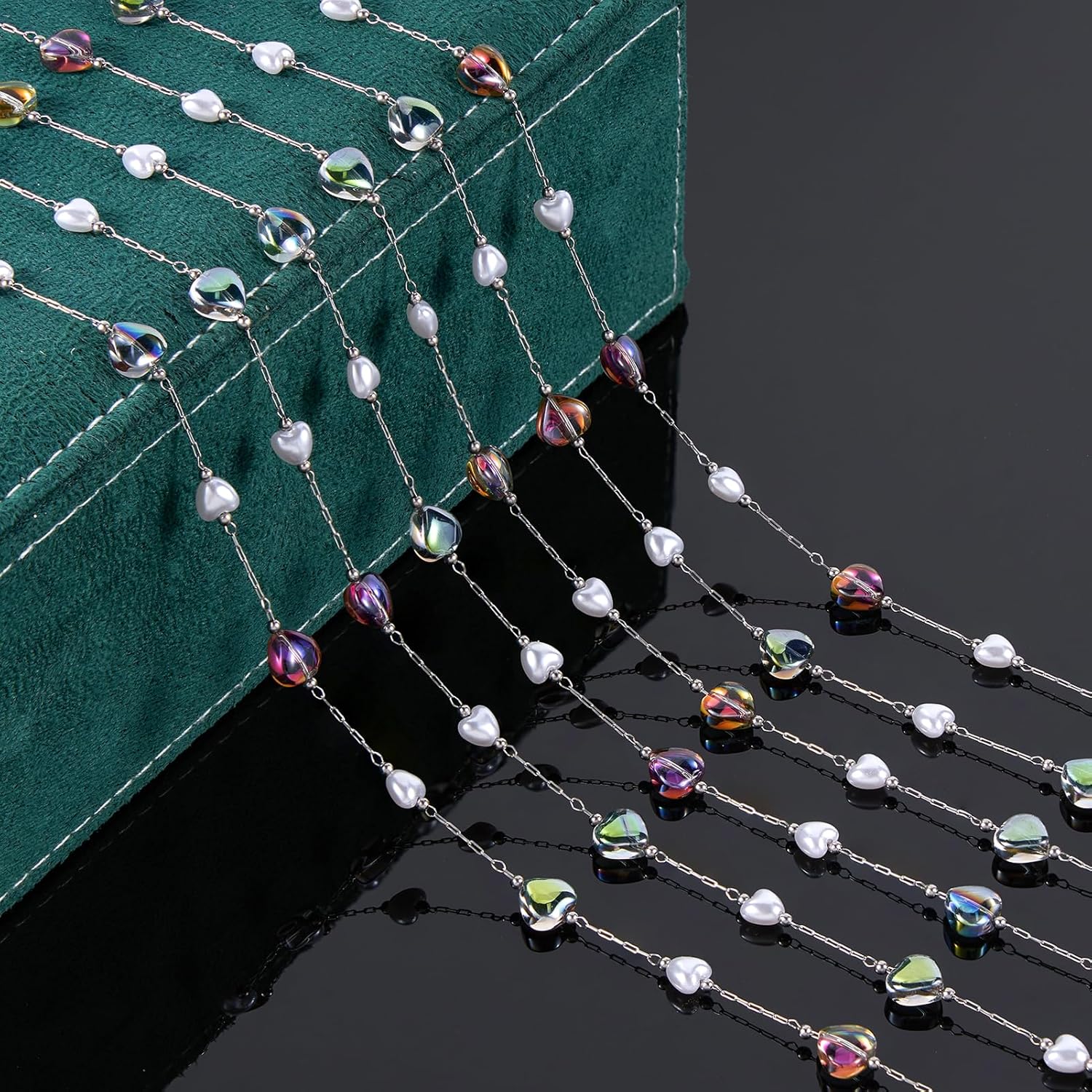 UMAOKANG 16.4 Feet Stainless Steel Bulk Chain Colorful Heart Chains for Jewelry Making Decorative Craft Chain Roll - Image 5