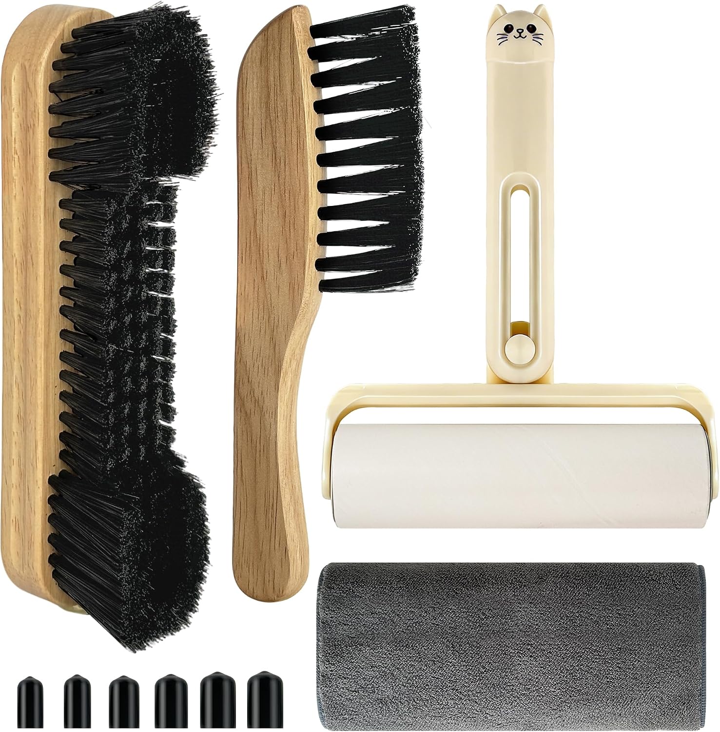Pool Table Brush Accessories 10 Set，Billiards Pool Table Brush Cleaning Kit with 2 Wooden Brushes, Pool Cue Stick Cleaning Cloth, Billiards Cue Head Protective Sheath, Sticky Lint Roller