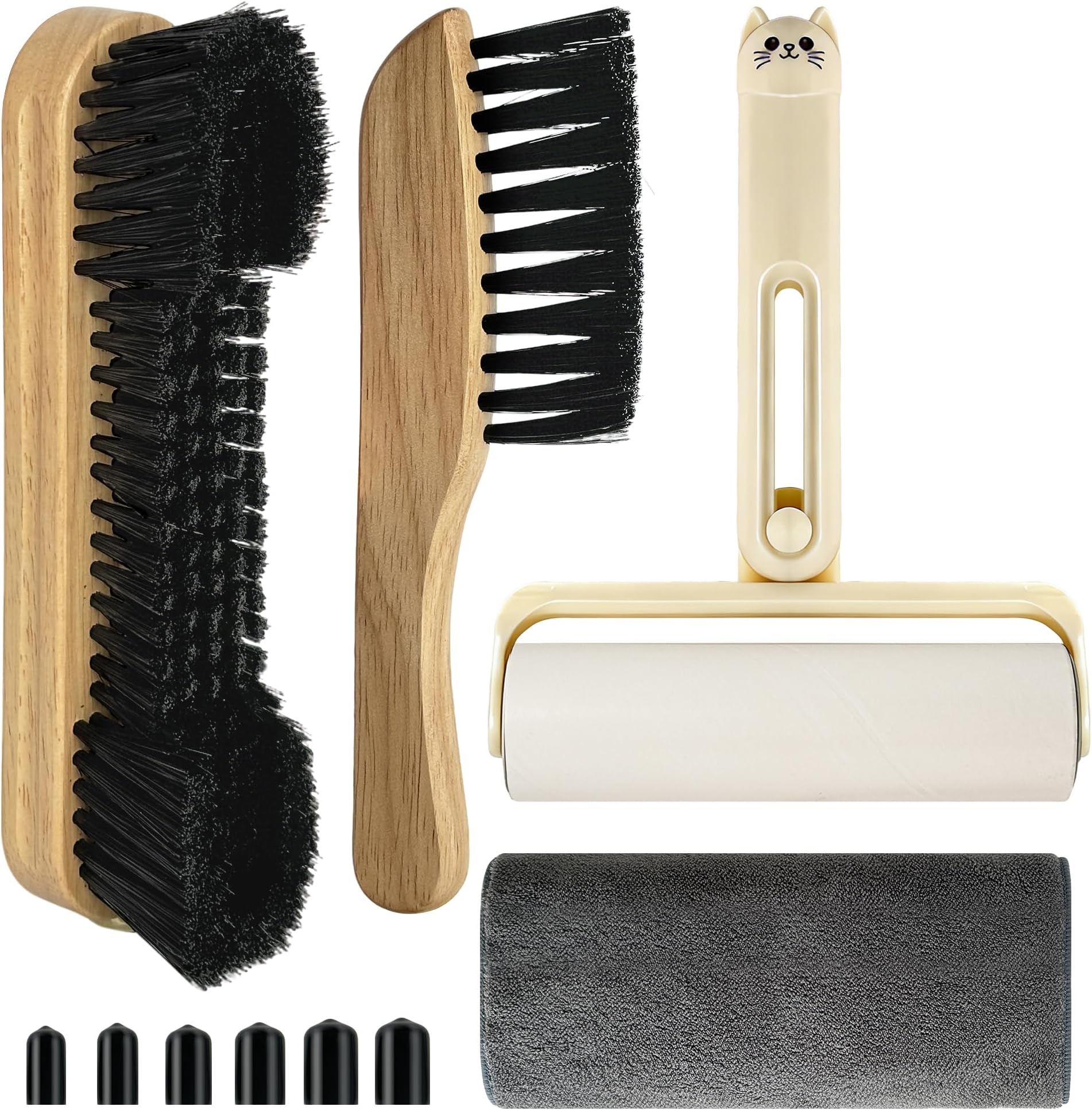 Pool Table Brush Accessories 10 Set，Billiards Pool Table Brush Cleaning Kit with 2 Wooden Brushes, Pool Cue Stick Cleaning Cloth, Billiards Cue Head Protective Sheath, Sticky Lint Roller