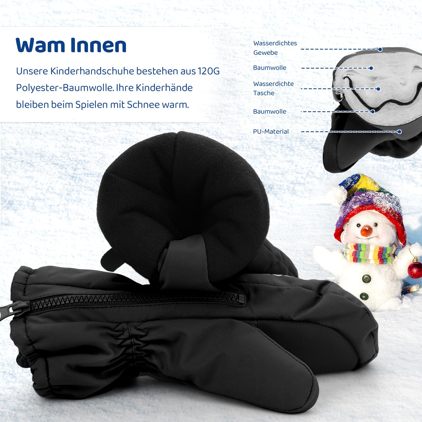 Enfants Gants de Ski Gants d'hiver imperméables et Coupe-Vent Gants de Sport Chauds Gants de Snowboard pour Sports de Plein air en Hiver Gants de vélo Gants Chauds pour 2-7 Ans