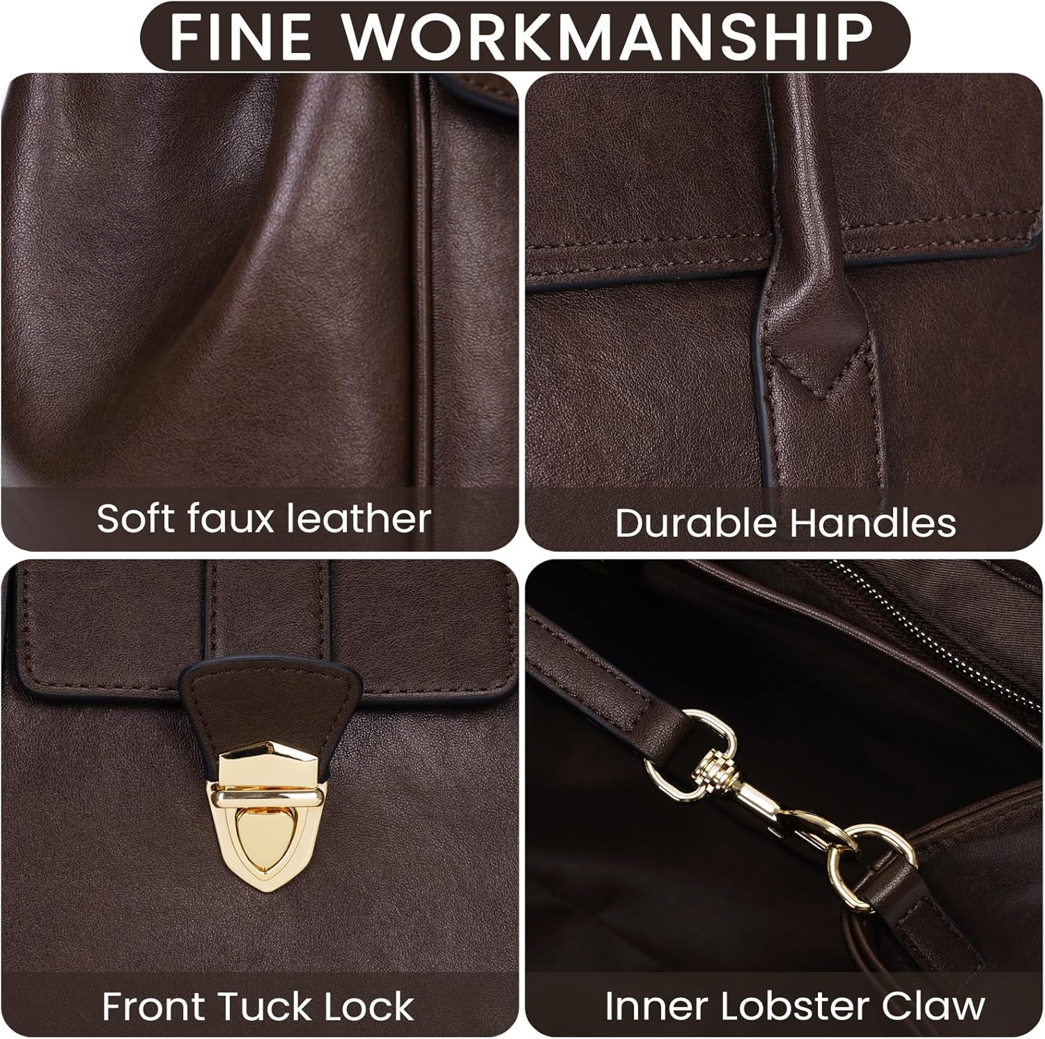 Leather Tote Bags for Women Large Work Hangbag Vintage Luxury Designer Handbag Top Handle Bag 2025 - Image 7