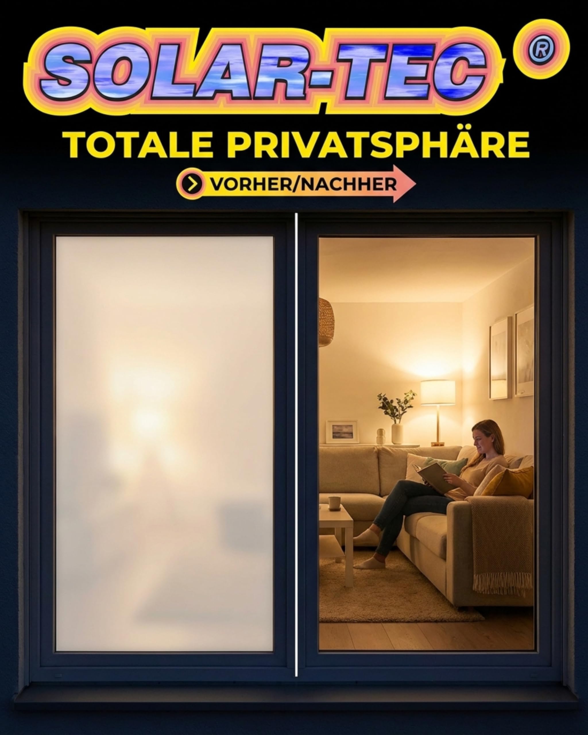Sichtschutz-Folie - Selbstklebende Fensterfolie - Blickdichte Milchglasfolie - Klebefolie - UV-Schutz Glasfolie - seidenmatt - 76 x 600 cm