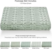 Vista 408 de PHF Fundas de almohada 100% algodón con tejido de gofre de 24 x 24 pulgadas, paquete de 2 fundas cuadradas para decoración elegante del hogar, sin