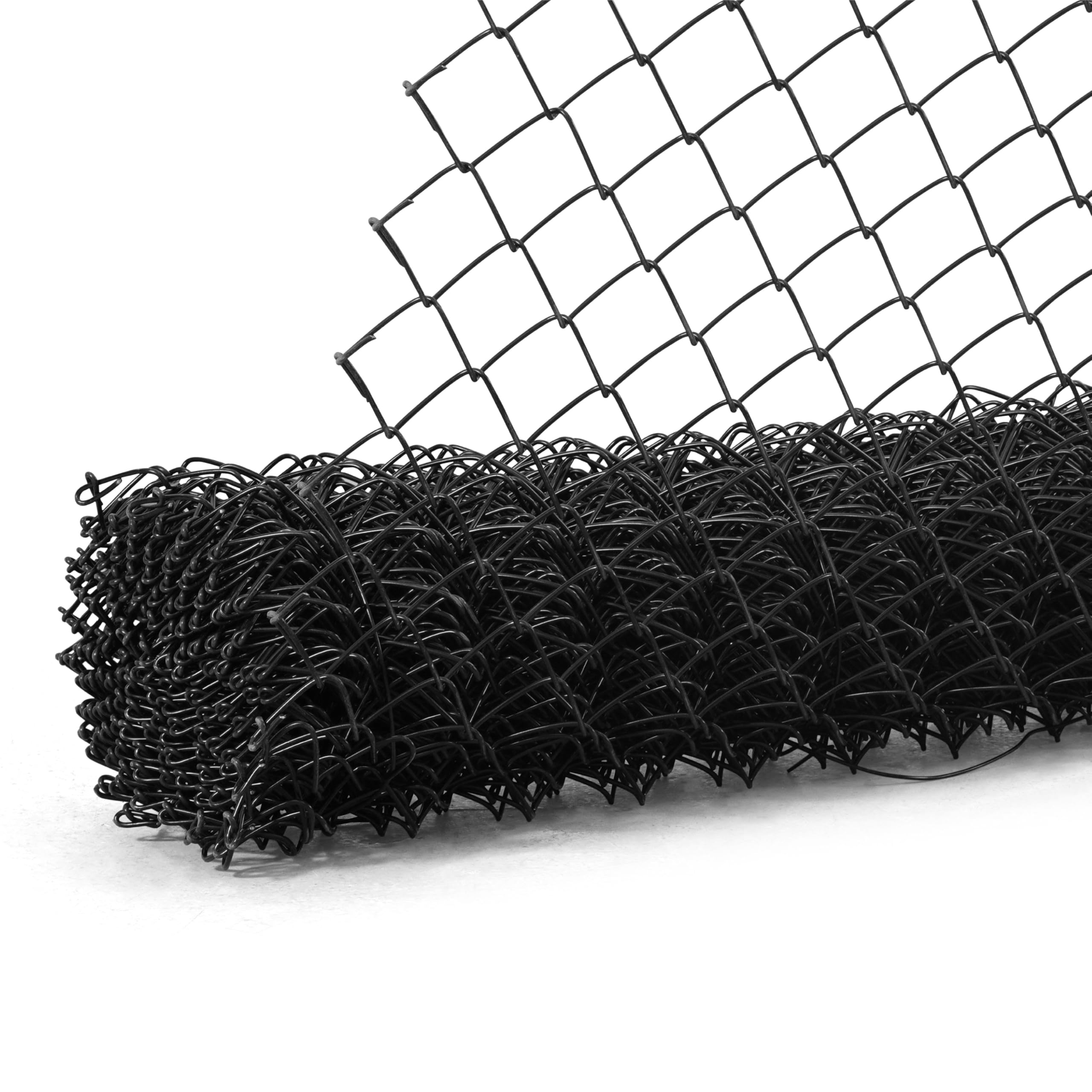 Fencer Wire 9 Gauge Black Vinyl Coated Galvanized Steel Chain Link Fence Fabric, Diamond Mesh Size 2-3/8 Inch, Galvanized Fencing Wire Roll for Garden