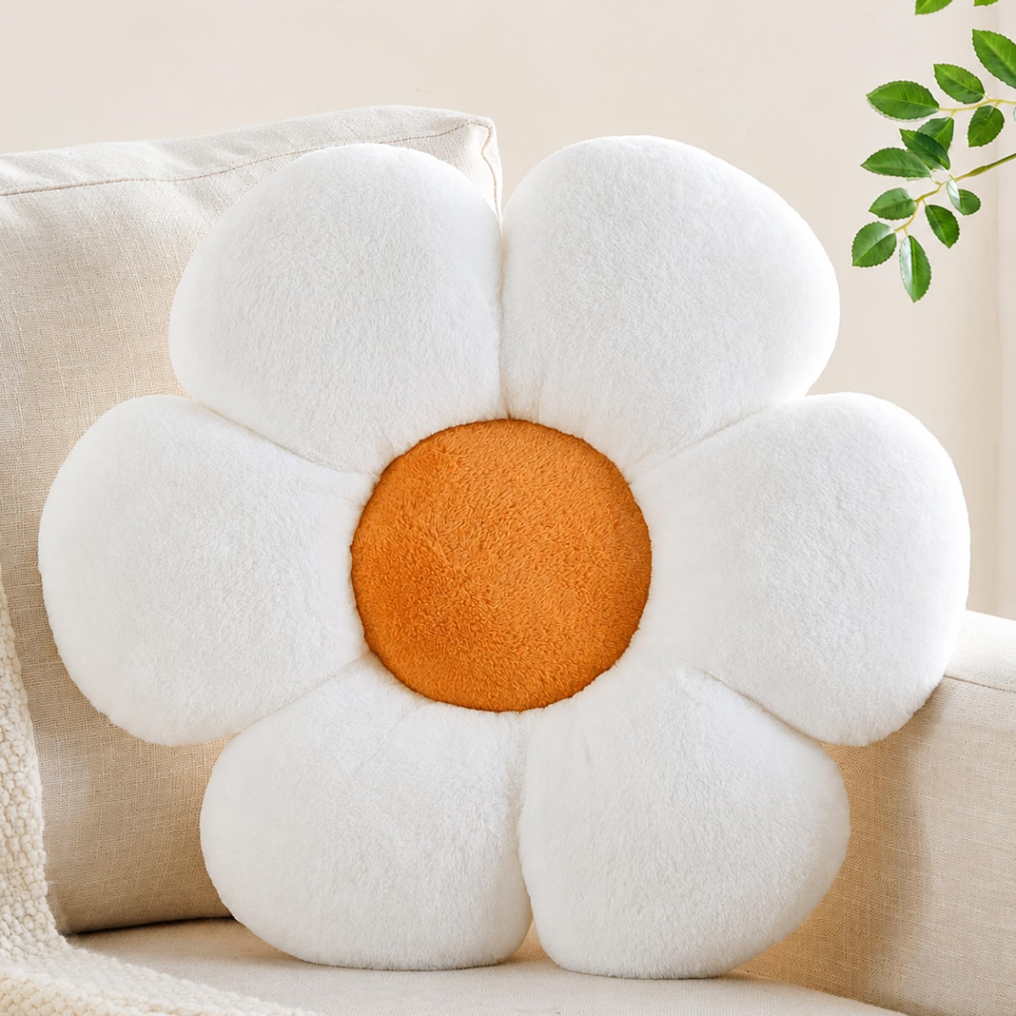 CANGHI Flower Pillow White 19.68" Decorative Throw Daisy Pillow