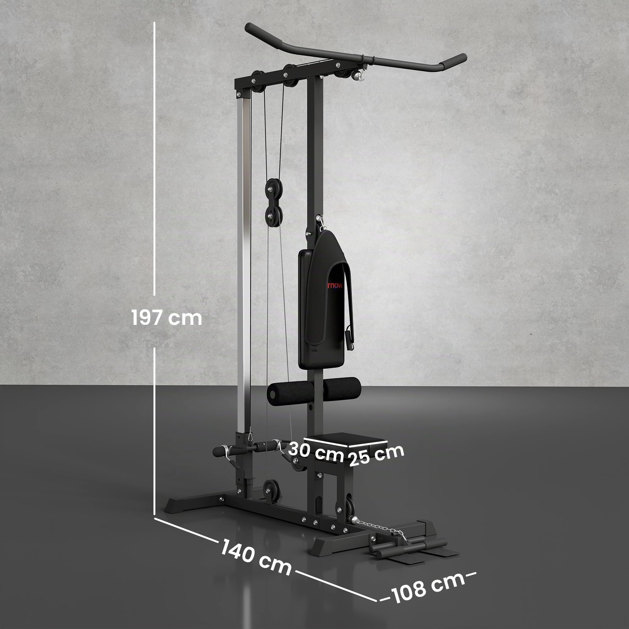 SPORTNOW Estación de culturismo, estación de tracción de cuerda, prensa de pecho, máquina de tirar, banco de pesas, parte superior del cuerpo, entrenamiento de cuerpo entero, hogar, fitness, gimnasia