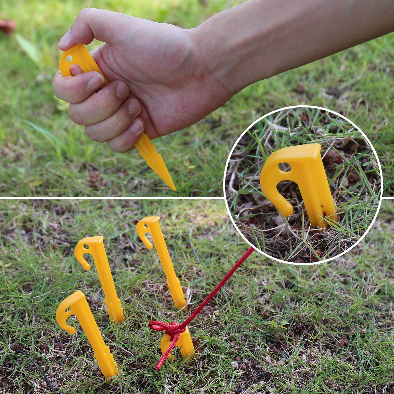 Picchetti Da Terra Visibili Gialli In Plastica – Confezione Da 6 Pezzi, Universali Per Tende, Campeggio, Giardinaggio E Landing Pad Per Droni