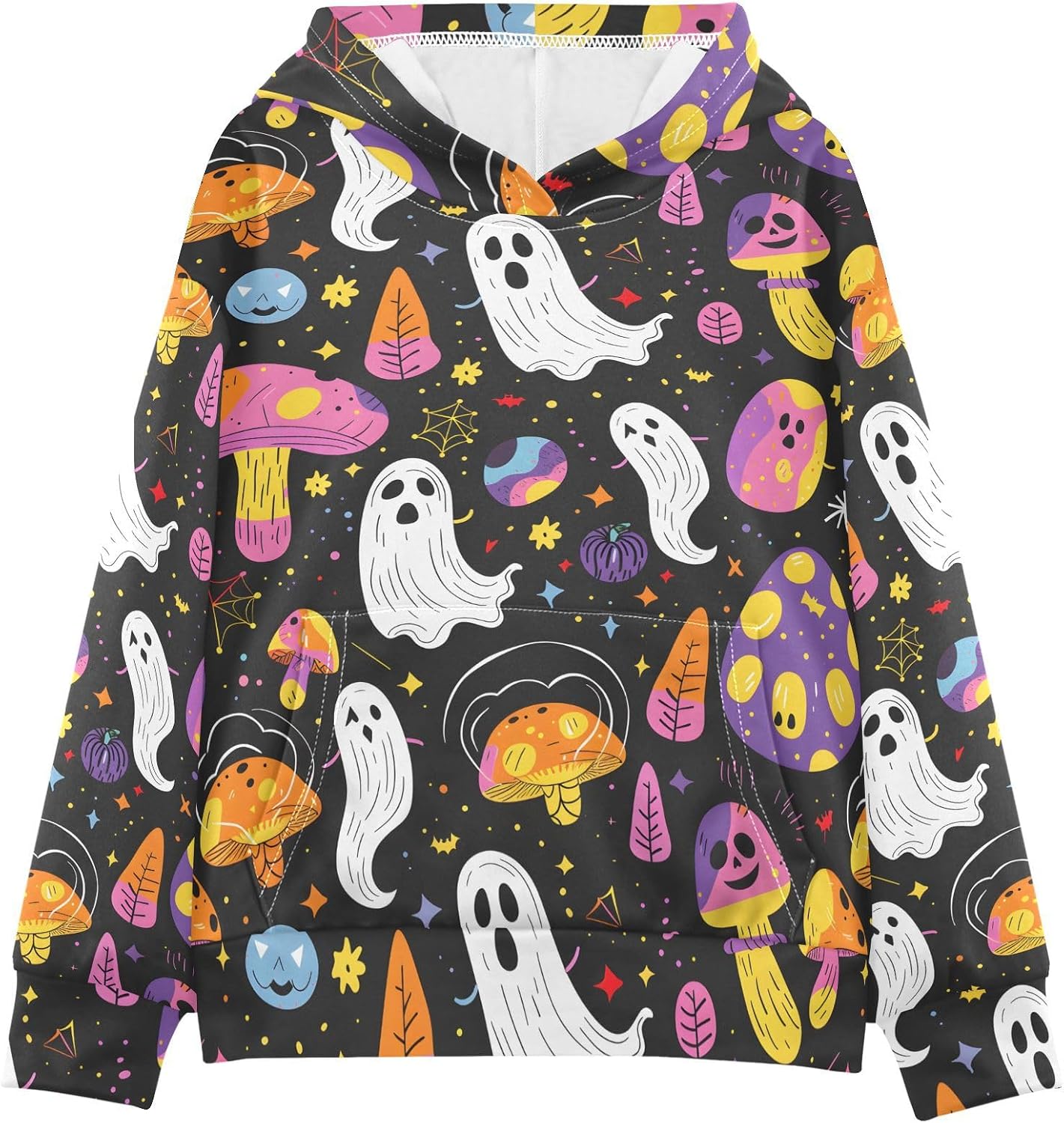 ALAZA Halloween Ghosts Mushrooms Hoodies Sweatshirt for Boys Girls Kids Hooded Pullover Top