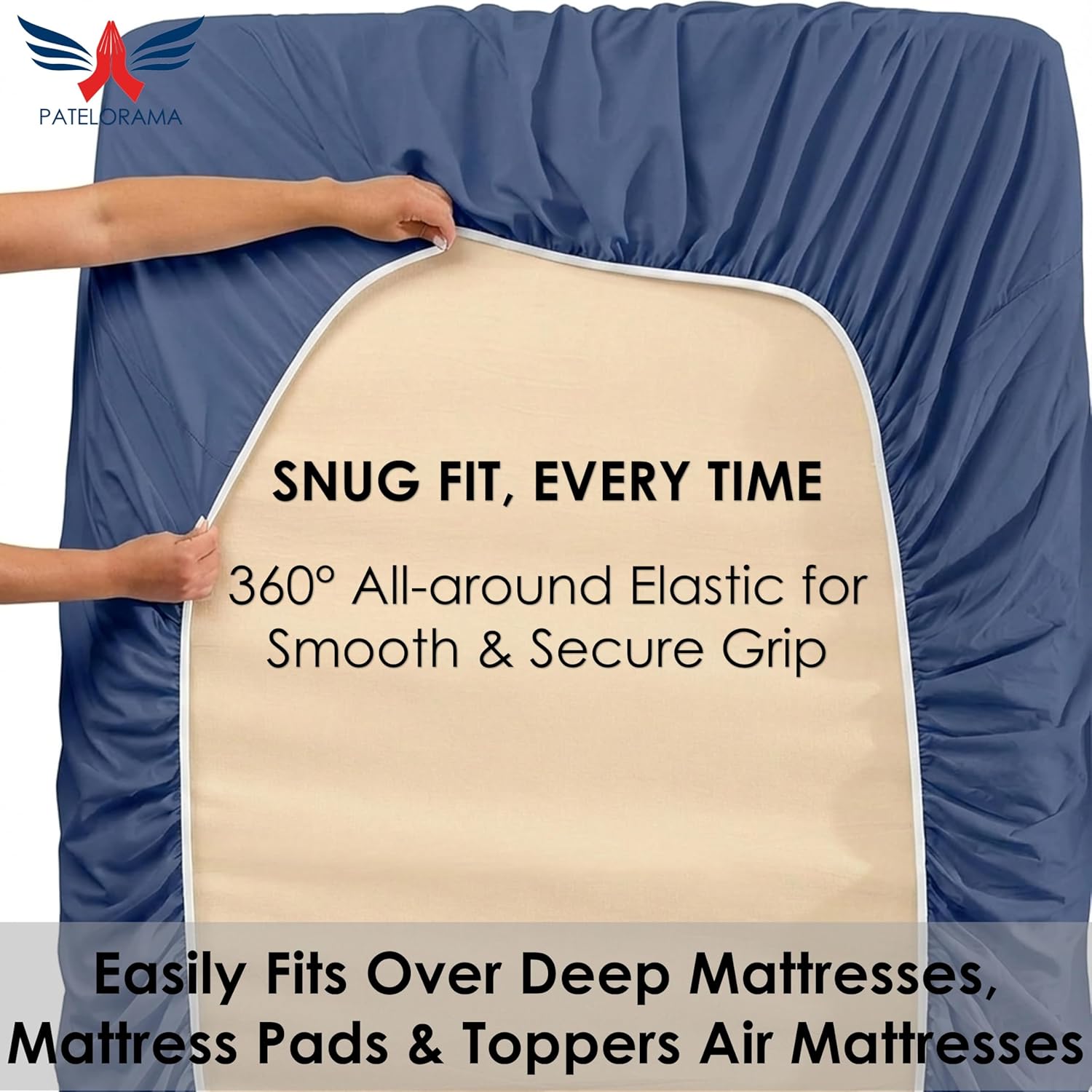 Extra Deep Pocket Sheet Set 24 inch 1000 Thread Count|Twin XL, Mediterranean Blue Color|100% Long Staple Egyptian Cotton, Oversized Pocket Fitted Sheet for Thick Mattress, Sateen Weave, Luxury Bedding